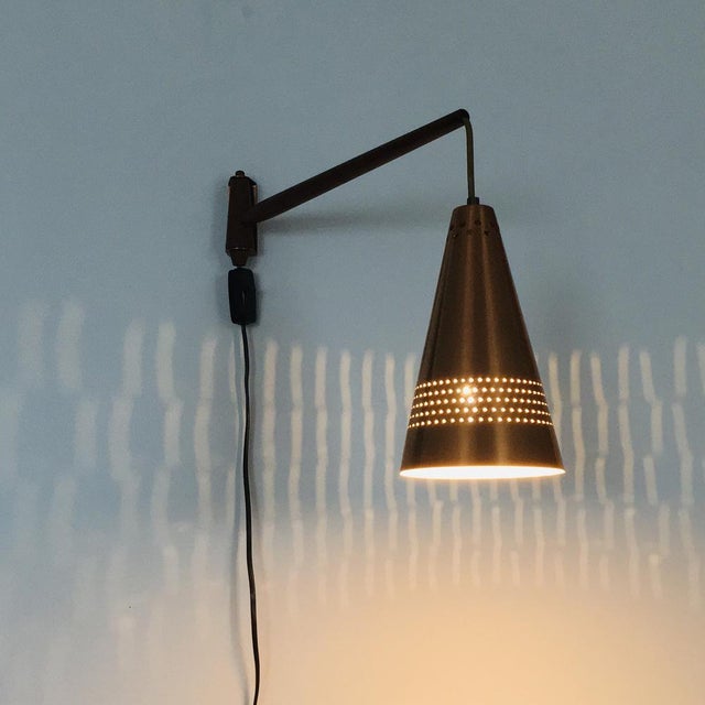 Wood Scandinavian Copper & Teak Model S 1718 Wall Lamp by Hans-Agne Jakobsson for Hans-Agne Jakobsson AB Markaryd, Sweden, 1960s For Sale - Image 7 of 14