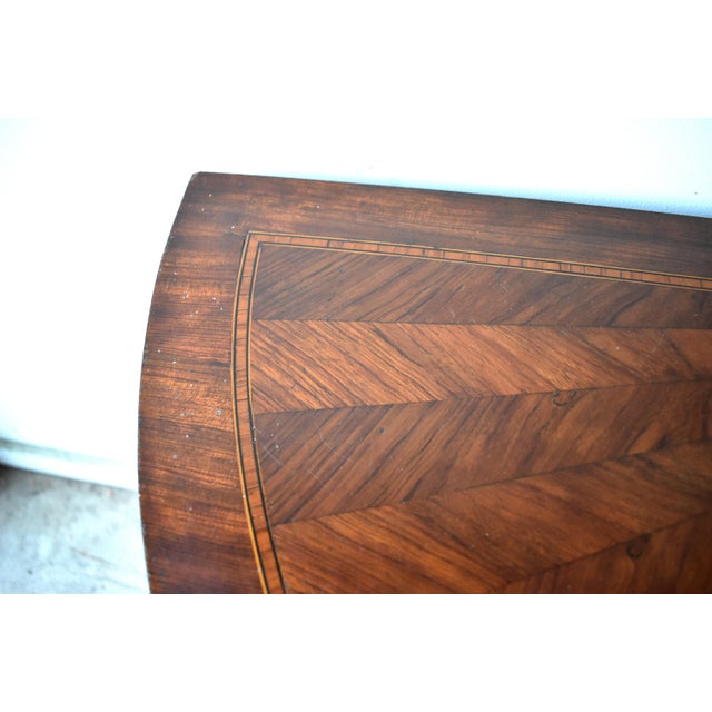 Antique French Louis XVI-Style Marquetry & Ormolu Flip-Top Demilune Card Table For Sale - Image 10 of 13
