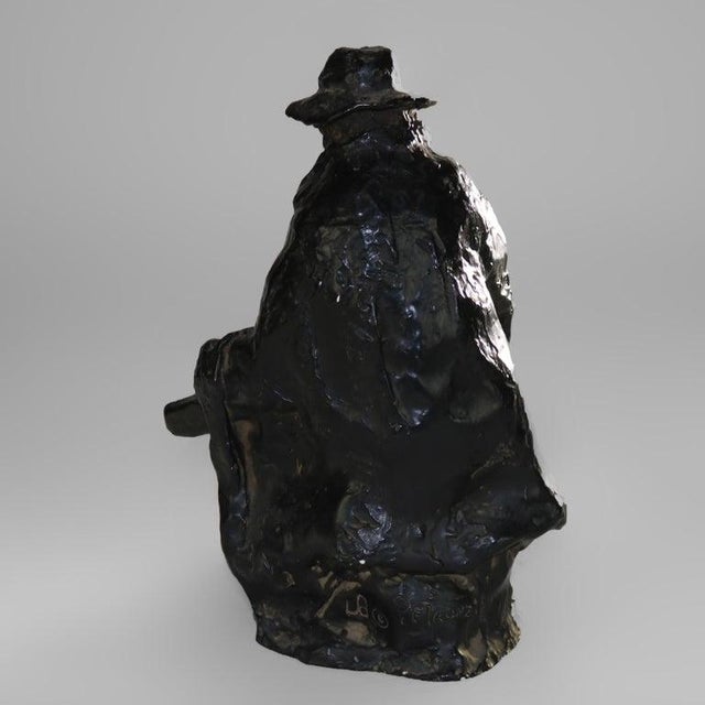 Bronze Sculpture “The Sittin’ Man” Signed Petronzio C1930 For Sale - Image 4 of 6
