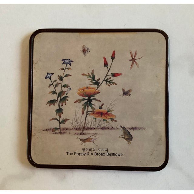 Asian Fruit and Vegetable Printed Coaster Set For Sale - Image 3 of 7
