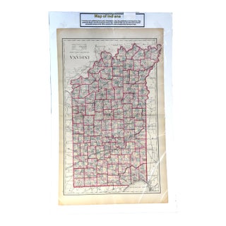 1870s g.w. Gray & Son Colour Map of Indiana (32 X 20")" For Sale