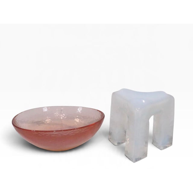 Post Modern Art Glass Bowl on Stand by Hudson Beach Studio C. 1980's For Sale - Image 9 of 9
