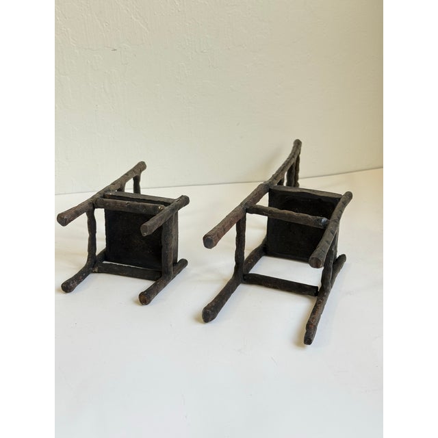 Vintage Brutalist Cast Iron Chair Sculptures Set of Two 1980s For Sale In Seattle - Image 6 of 9