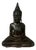 Early Ayutthaya Bronze Seated Buddha, Flame Finial, Original Gilding Traces, 15th Century Thailand For Sale