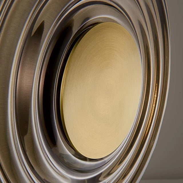 Contemporary Ripple Effect English Brass Glass Wall Light For Sale - Image 3 of 6