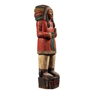 Vintage Hand-Carved Cigar Store Indian Figure For Sale
