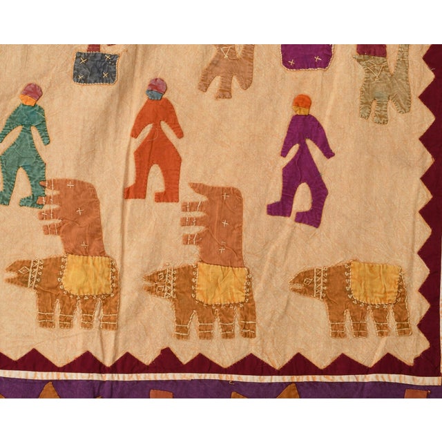 Vintage Indian Embroidered Bedspread, 1950s For Sale - Image 3 of 5