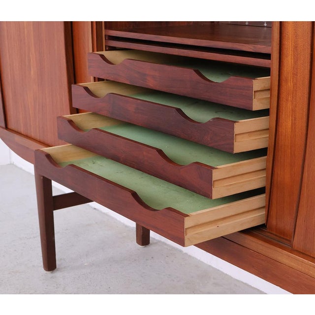 Vintage Teak Highboard or High Sideboard with 4 Sliding Doors, 1960s For Sale - Image 12 of 18