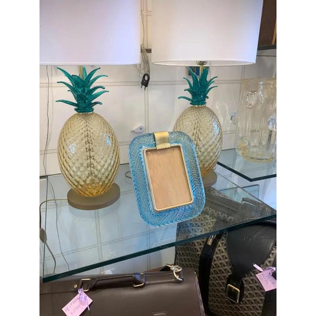 Sky Blue Twisted Photo Frame in Murano Glass and Brass from Barovier E Toso For Sale - Image 14 of 18