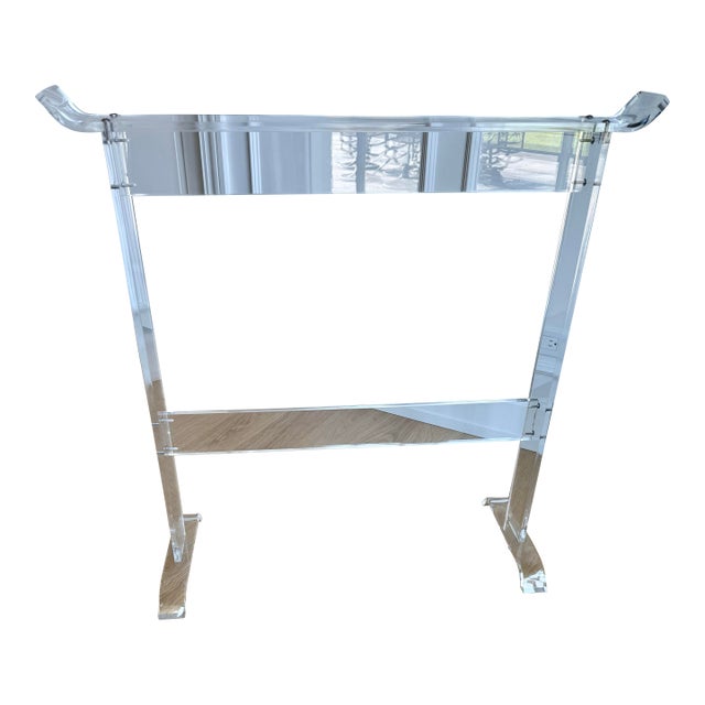 Charles Hollis Jones Lucite Pagoda Blanket Rack Towel Rack Garment Valet Acrylic Stand, 1970s For Sale