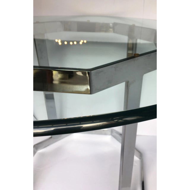 Mid-Century Modern Milo Baughman Style Round Chrome & Glass Dining Center Table For Sale In Philadelphia - Image 6 of 9