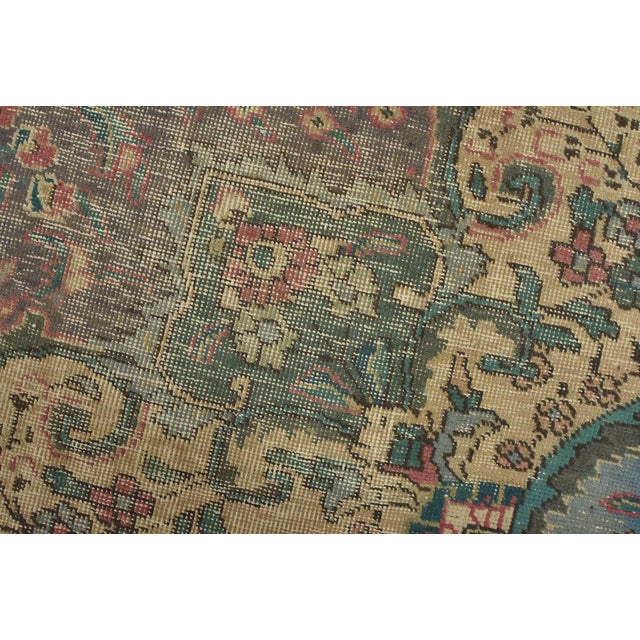 Tabriz Rug 9’5” X 12’3” Violet Wool Vintage Distressed Hand-Knotted Carpet For Sale - Image 4 of 15