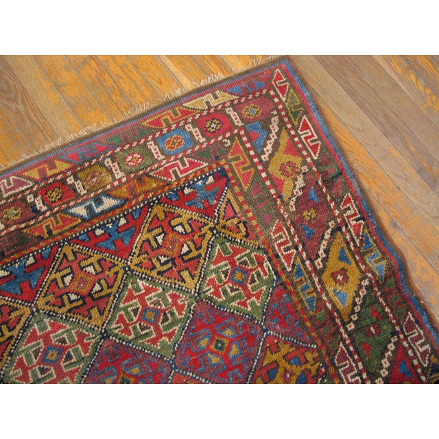 Tribal 1880s Multicolor Geometric Tribal Antique Nw Persian Rug 4'3" X 9'0" Handwoven Wool Carpet For Sale - Image 3 of 5