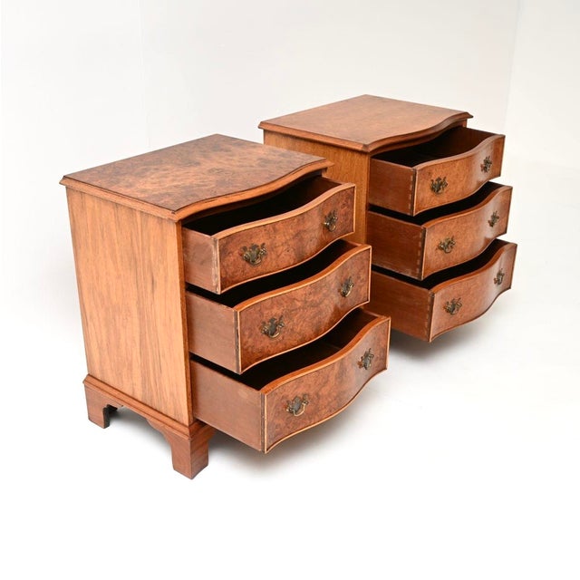 1930s Antique Burr Walnut Bedside Chests, 1930, Set of 2 For Sale - Image 5 of 10