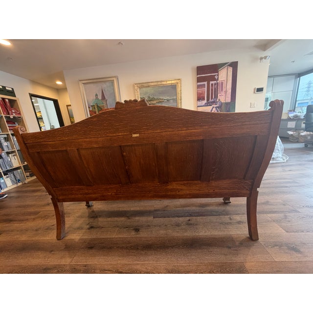 Victorian Vintage 19th Century English Oak Church Pew For Sale - Image 3 of 13
