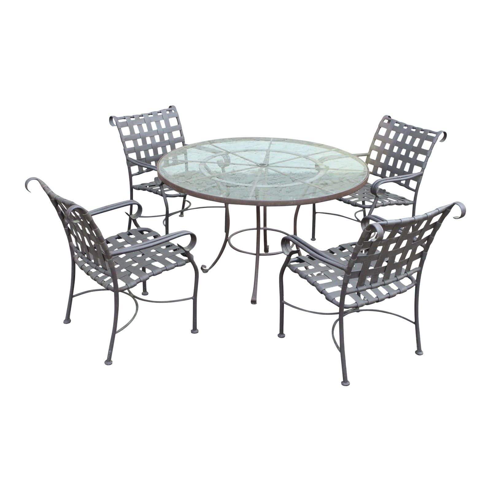 Early 21st Century Woodard Attributed Aluminum Outdoor Patio Dining Set