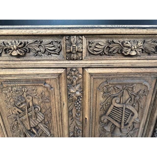 French Carved Oak Sideboard, 1860 For Sale - Image 12 of 16