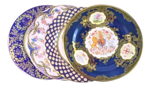 Enameled Tin English Plates - Set of 4