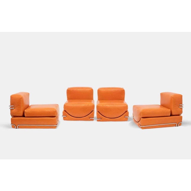 Modular Leather Armchairs by INSA, 1970s, Set of 4 For Sale - Image 6 of 7