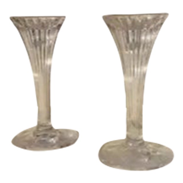 ( Set of 2 ) Taper Marquis by Waterford Crystal Candlesticks For Sale