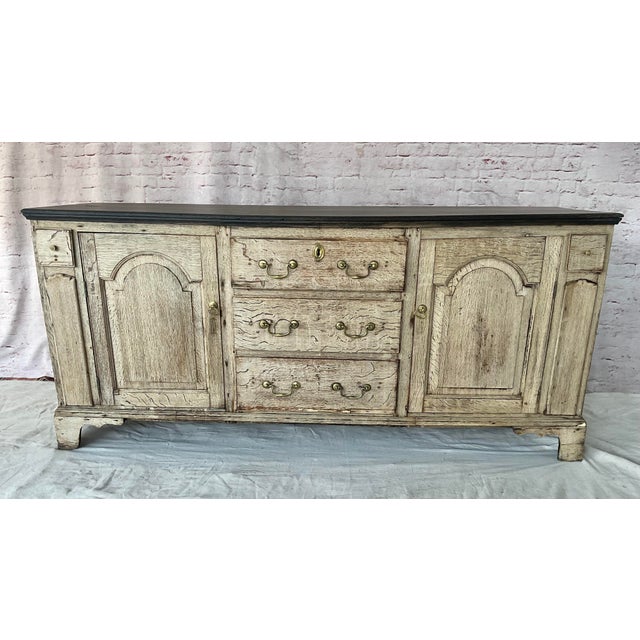 Cream 19th Century English Bleached English Oak Cabinet, Buffet, Sideboard For Sale - Image 8 of 16