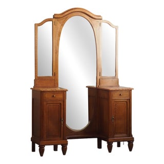 Gründerzeit Dressing Table with Three-Winged Mirror and Marble Top, 1890s For Sale