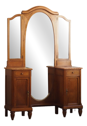 Gründerzeit Dressing Table with Three-Winged Mirror and Marble Top, 1890s