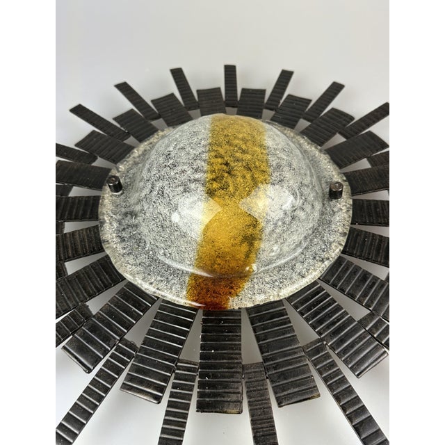 Silver Vintage Brutalist Wall Lamp in Iron and Glass from Honsel Leuchten, 1960s For Sale - Image 8 of 18