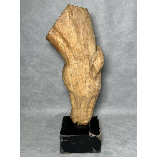 Light Wood Horse Head Sculpture For Sale - Image 9 of 14