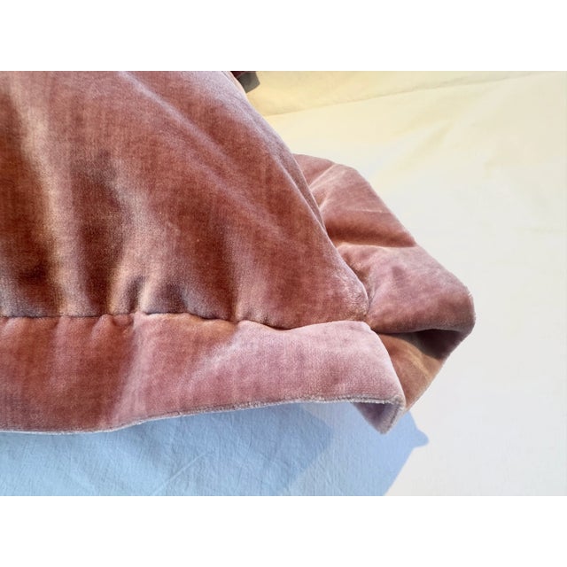 Early 21st Century Pair of Custom Pink Velvet Euro Pillow Shams For Sale - Image 5 of 9