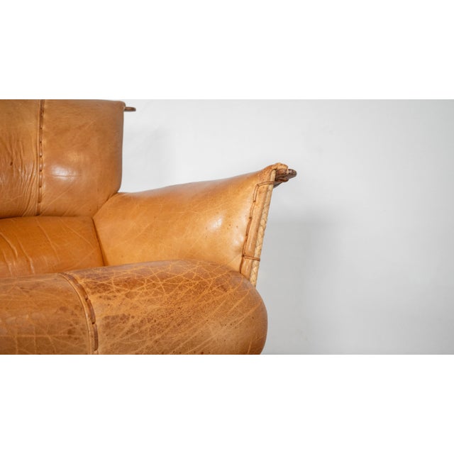 Pacific Green 'Navajo' Cognac Leather & Rattan Lounge Chair For Sale - Image 14 of 18