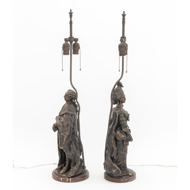 Bronze After Pierre-Ettienne Campagne Bronze Lamps, Pair For Sale - Image 8 of 9