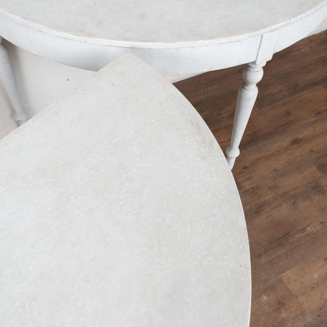 19th Century Pair of Large White Demi Lune Console Side Tables For Sale - Image 6 of 15