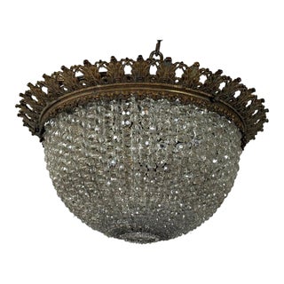 Early 20th Century Empire Style Crystal Basket Chandelier, France For Sale
