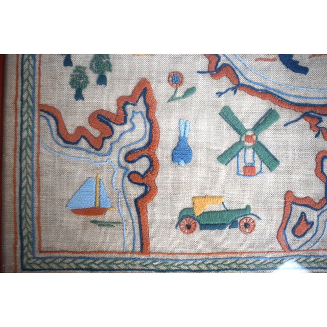 Wood Cap Codd C1930s Crewel Embroidered Map For Sale - Image 7 of 8