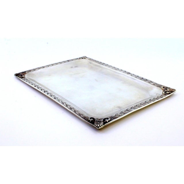 Metal Small Silver Tray with Floral Motifs For Sale - Image 7 of 8