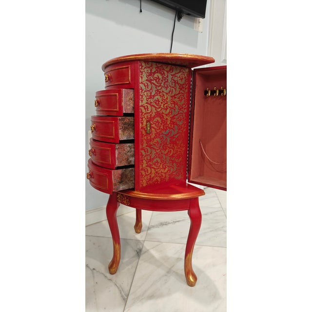 Artist Painted stunning Jewelry Organizer stand that's elegant and feminine AND has tons of storage for your jewelry....