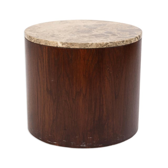 Modern Pair of Gio Ponti Style Granite and Wood Barrel Shaped End Tables For Sale - Image 3 of 6