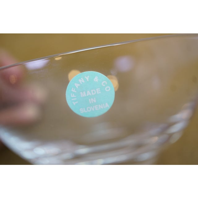 Late 20th Century Modern Tiffany & Co. Clear Crystal Harmony Centerpiece Serving Bowl With Original Box For Sale - Image 9 of 12