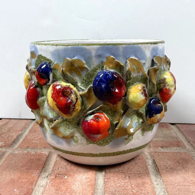 Ceramic Vintage Italian Majolica Faience Trompe L’oeil Planter Cachepot For Sale - Image 7 of 10