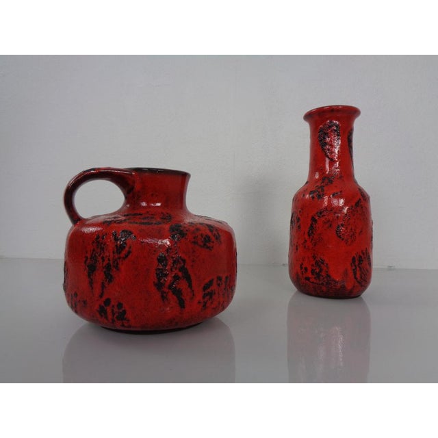 Ceramic Red Lava Ceramic Vases from Gräflich Ortenburg, 1960s, Set of 2 For Sale - Image 7 of 18