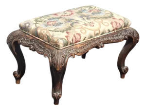 Antique French Louis XVI Ornately Carved Footstool Bench