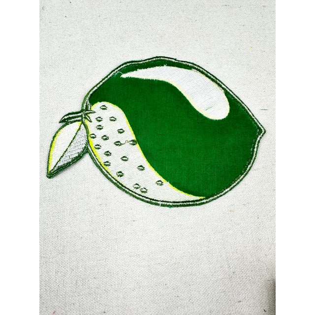 Embroidered Linen Lime Fruit Cocktail Napkins-Set of 4 For Sale In New Orleans - Image 6 of 6