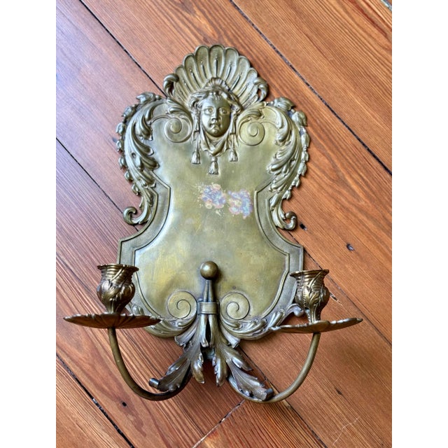 Antique Brass Candle Wall Sconce For Sale - Image 6 of 8