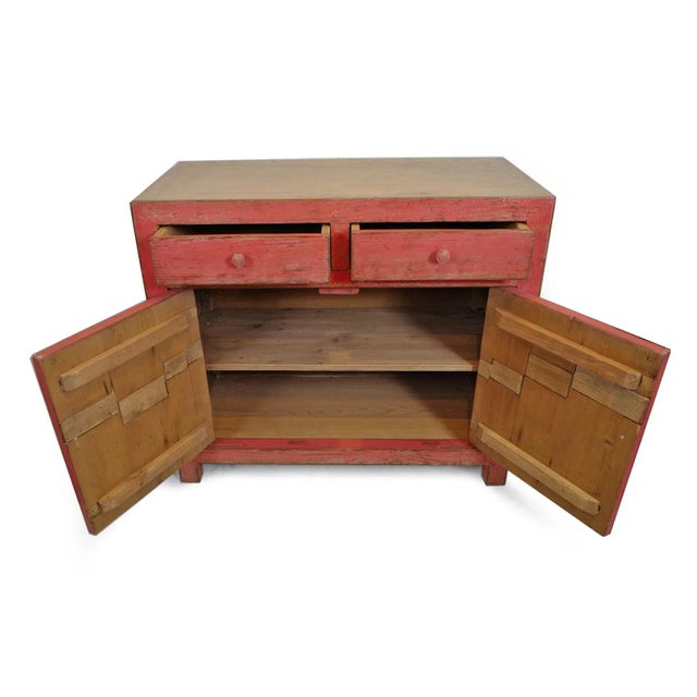 Vintage Elm Persimmon Rustic Accent Cabinet For Sale - Image 4 of 6