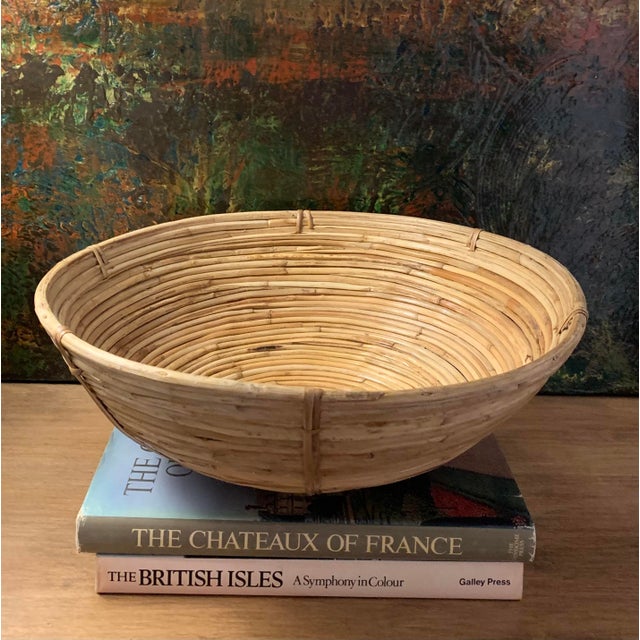 16 inch pencil reed bowl from Indonesia. Perfect as a large catchall or for holding fruit or a plant.