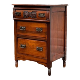 Vintage Victorian Era Dresser with Hand Carved Details and Original Hardware - UK Import, 1890s For Sale