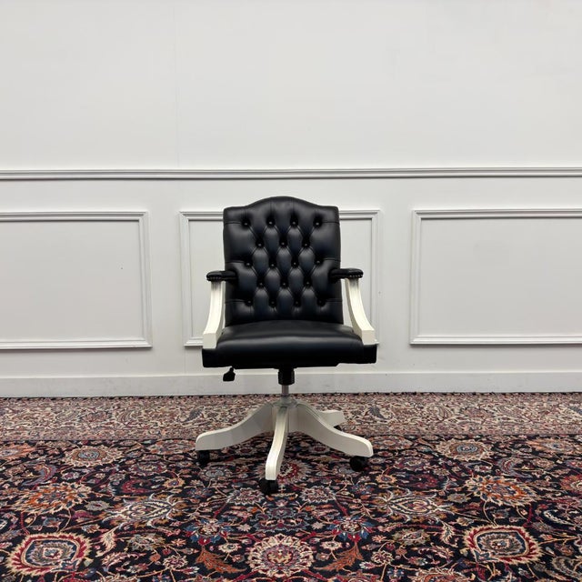 About this Classic English White Chesterfield Office Chair Classic and Elegant | Antique office chairs in English, Classic...