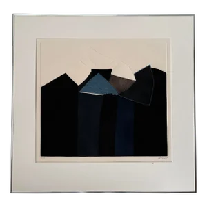 Original Signed 1975 Framed 'Falaise Noire' Embossed Color Aquatint by Bertrand Dorny
