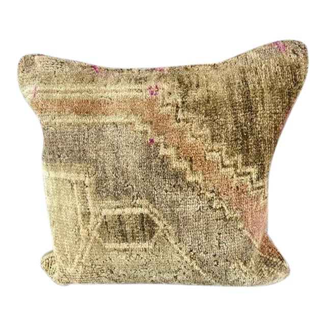 20 x 20 Rug Pillow Aegean Breeze Turkish Pillow Cushion Cover For Sale